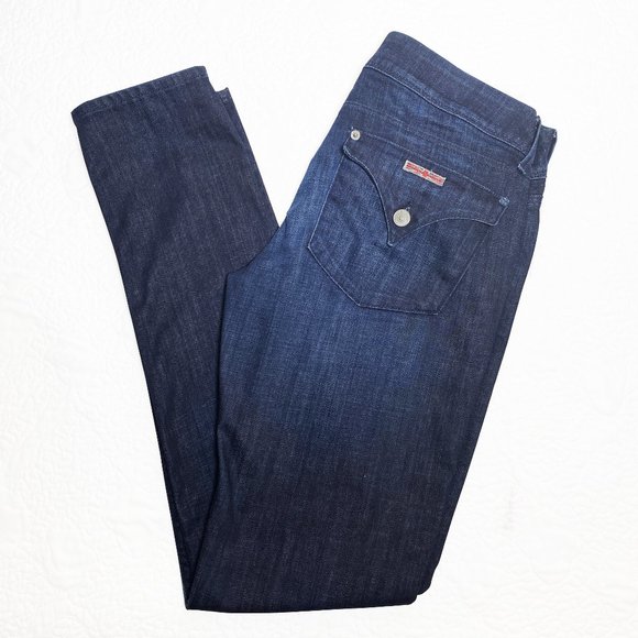 Hudson Button Flap Pocket Mid-rise Skinny Jeans Dark Denim Size 29 - Picture 1 of 6